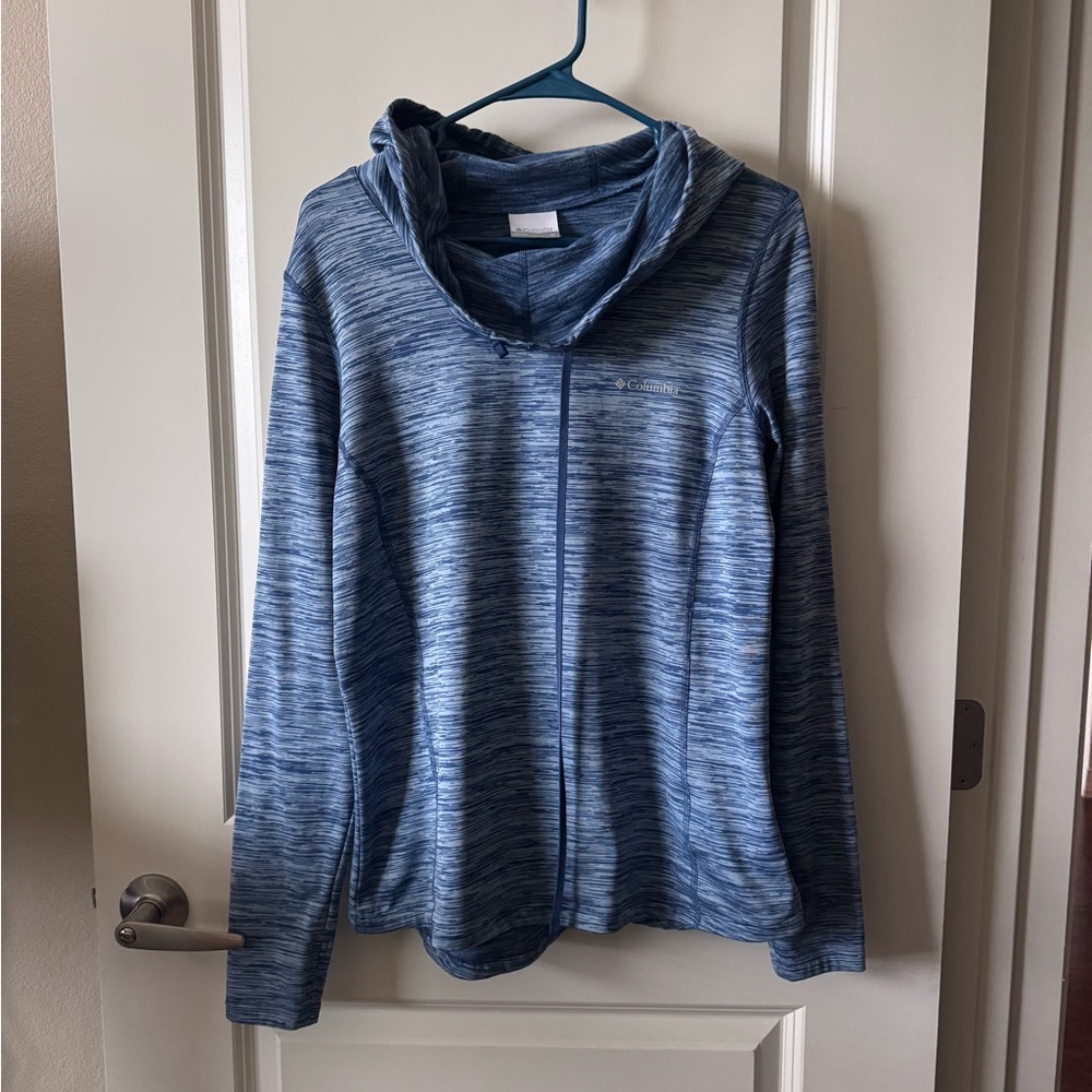 Columbia Women's Heathered Blue Cowl Neck Sweater